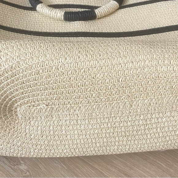 Striped Woven Tote Bag - Black and Tan - Picture 2 of 4